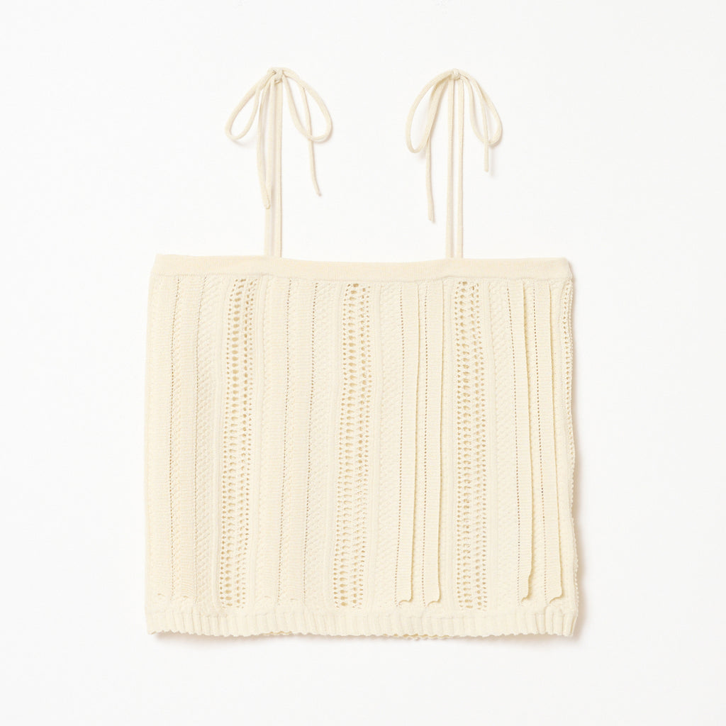 トップス shishikui RIBBON CAMI / WHITE lace up ribbon knit camisole(FREE IVORY): tanakadaisuke