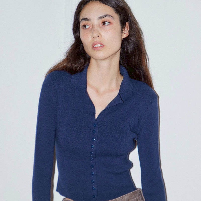 open collar / NAVY – SHISHIKUI