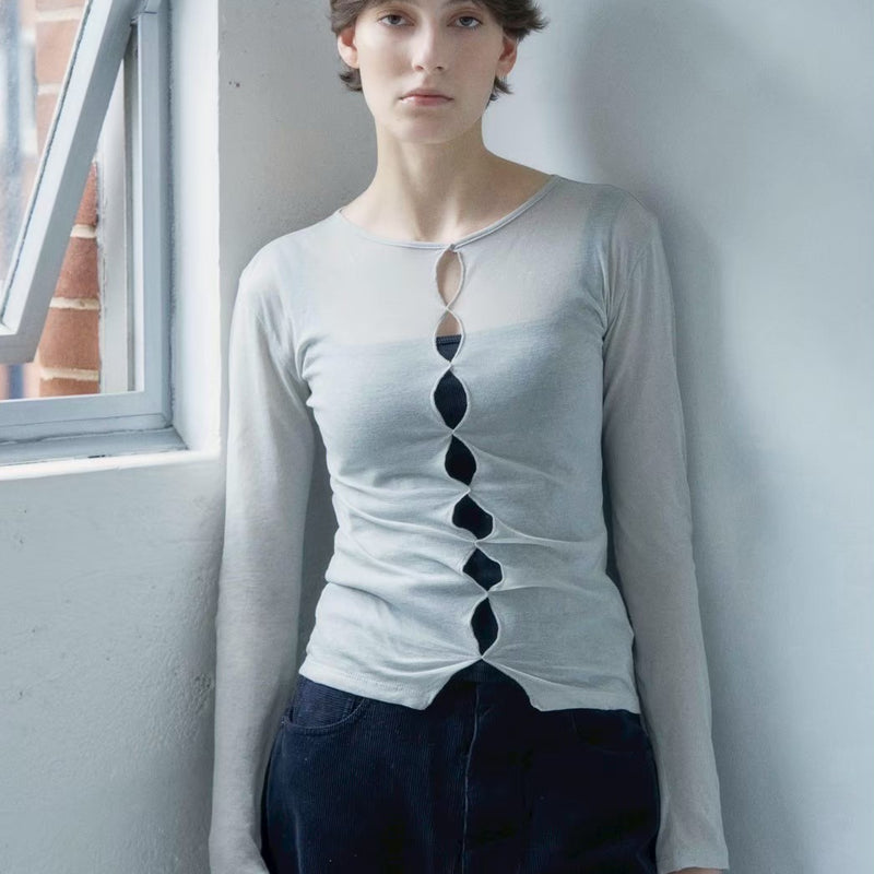 hole sheer / NAVY