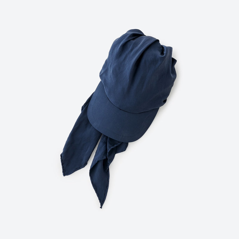 SILK SCARF CAP/ NAVY
